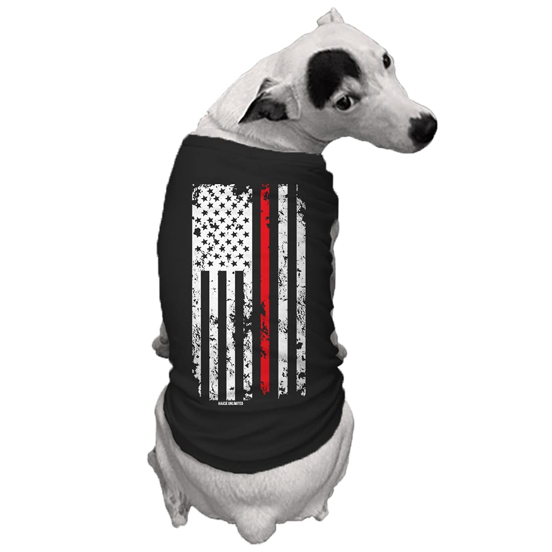 Red Line Flag - Usa American Dog Shirt (Black, Small)