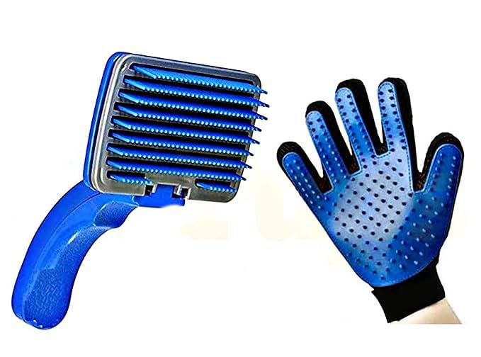 Woofy Slicker Brush I Pet Grooming Glove I Shedding Small Medium Large Breeds I Pet Hair Remover I GloveMassage Five Finger Lon