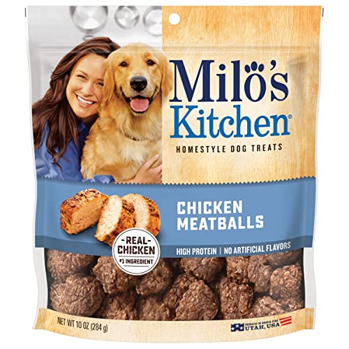 Milos Kitchen Chicken Meatballs Dog Treats, 10 Ounce