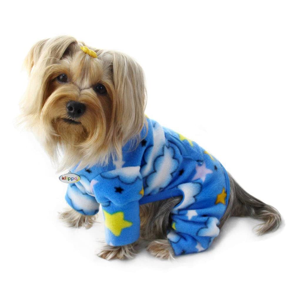 Klippo Dog/Puppy Stars And Clouds Fleece Turtleneck Pajamas/Bodysuit/Loungewear/Coverall/Jumper/Romper For Small Breeds (Small)