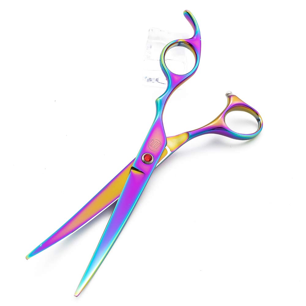 Moontay Professional 7.0' Dog Grooming Scissors Set, 4-Pieces Straight, Upward Curved, Downward Curved, Thinning/Blending Shears For Dog, Cat And Pets, Jp Stainless Steel, Multicolour