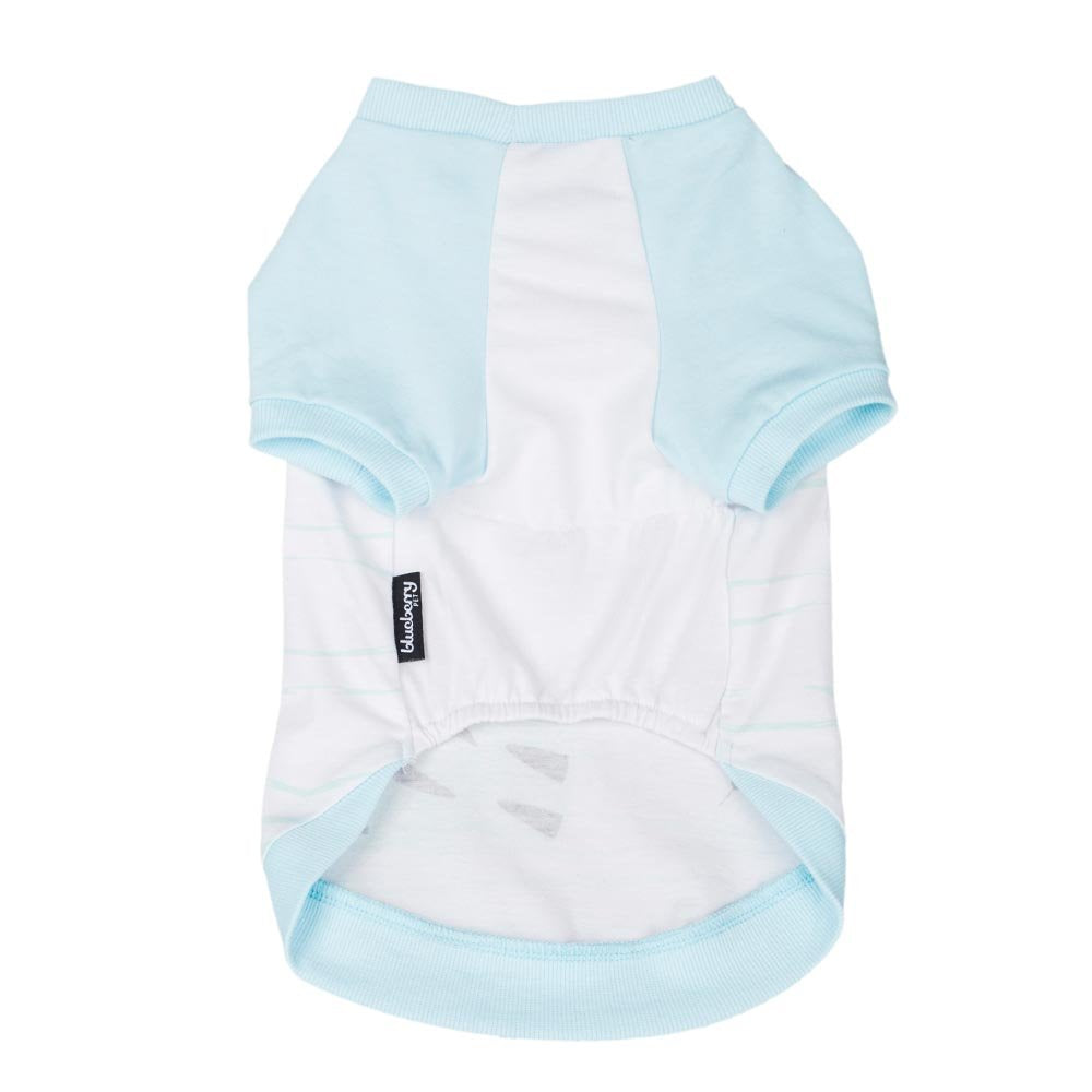 Blueberry Pet Henry The Zebra Cotton Dog T Shirt in Aquamarine, Back Length 12, Pack of 1 Clothes for Dogs