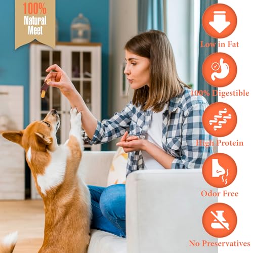 Duck Wrapped Double Sweet Potato Dog Treats - High Protein, Low Fat Chews for Training - Sweet Potato Jerky Dog Treats for Small