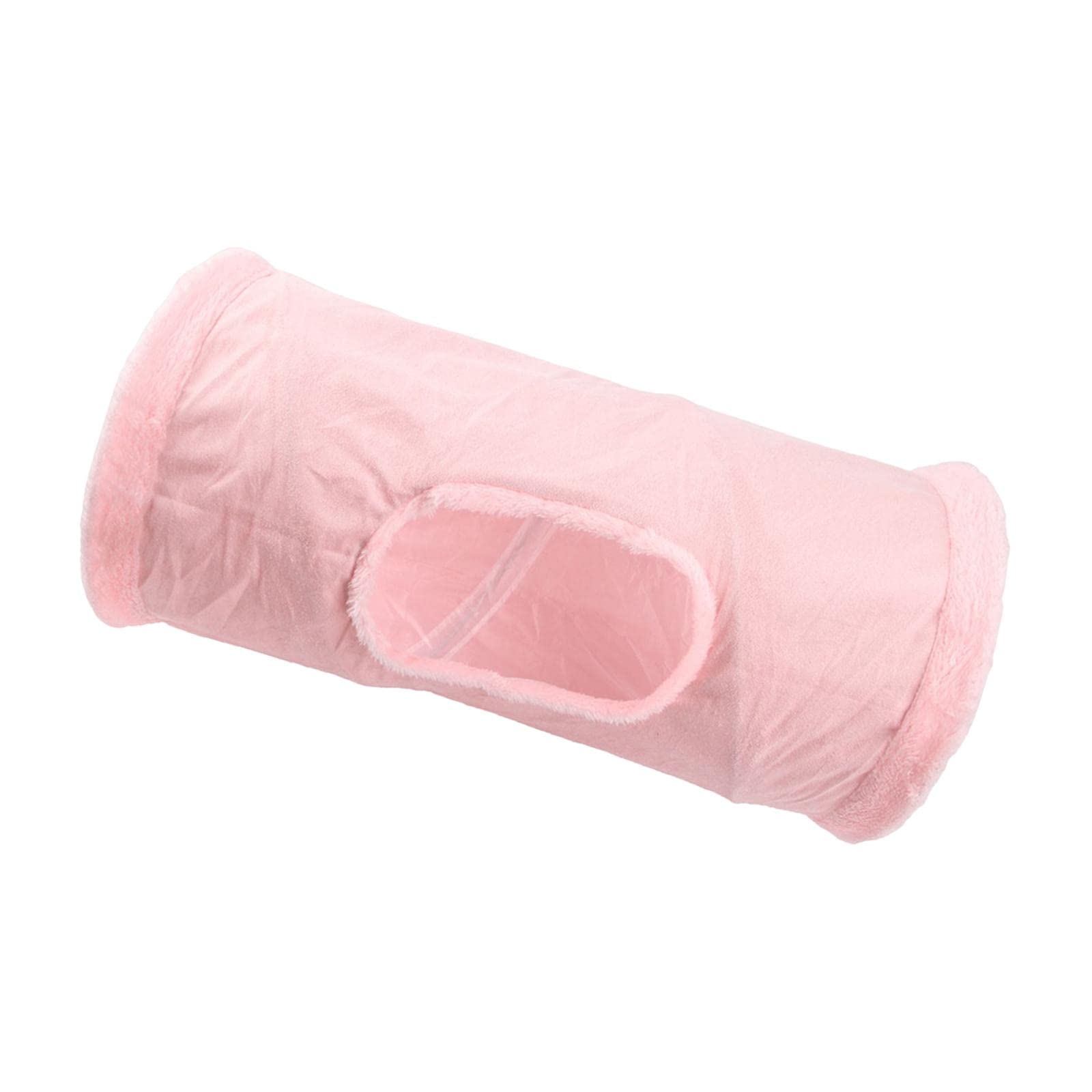 Ujeavette Cat Tunnel Running Interactive Toys Built In Crinkle Paper For Indoor Cats Pink