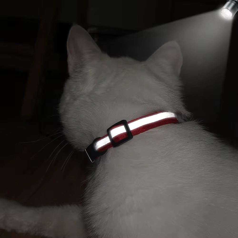 Neon Green Kitten Collar With Bell, Reflective Puppy Collars Soft Adjustable Buckle For Xxs Xsmall Extra Small Puppies Dogs Fema