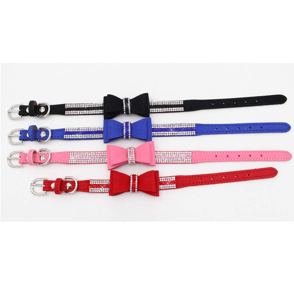 Crystal Dog Collar With Bowtie,Rhinestone Bling Diamond Sparkly Jewel Cute Adjustable For Small Medium Large Girl Puppy Cat Coll