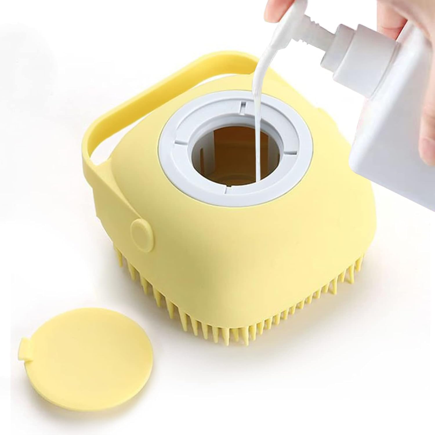 For Your Pets Dog Bath Brush Pet Massage Brush Shampoo Dispenser Soft Silicone Brush Rubber Bristle For Dogs And Cats Shower Gro