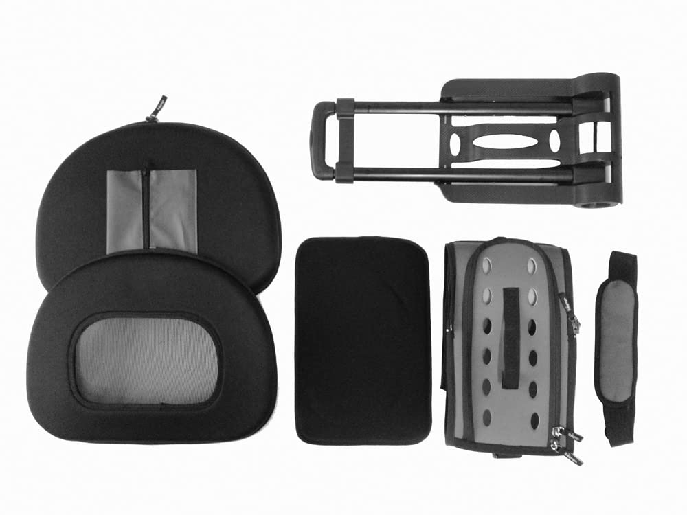 Pet Life 'Final Destination' Tough-Shell Wheeled Pet Carrier, Pet Backpack And Pet Stroller - Airline Pet Carrier Collapsable And Folding Travel Dog Carrier With Included Washable Pet Mat