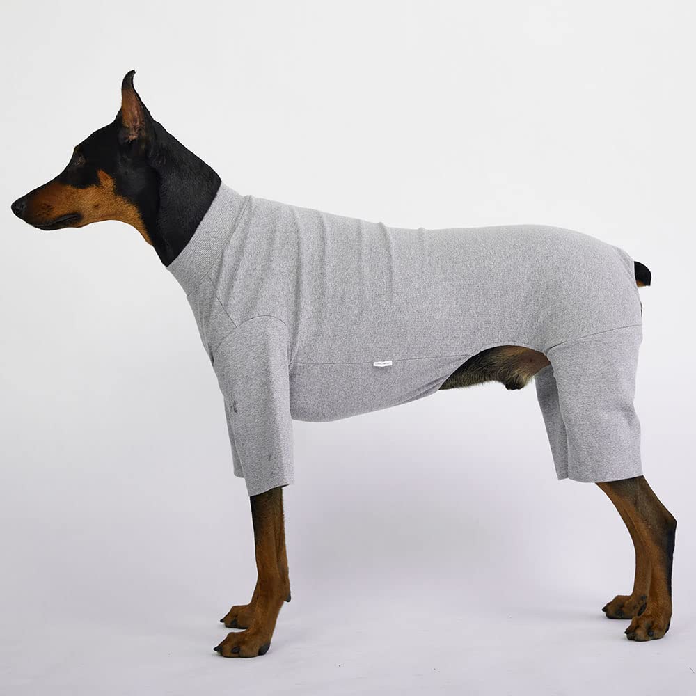 Lucky Petter Small Dog Pajamas Basic Onesie Doggie Jammies Stretchable Dog Jumpsuit Bodysuit Pjs (4X-Large, Basic Gray)