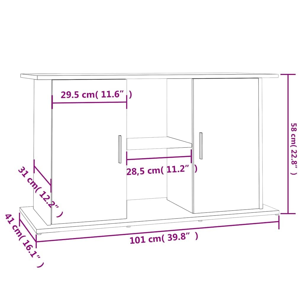 vidaXL Aquarium Stand Black Oak Engineered Wood 39.8 x 16.1 x 22.8 in