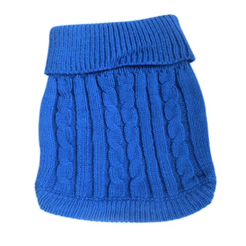 Tangpan Turtleneck Classic Straw-Rope Pro Pet Dog Sweater Apparel (Dark Blue,M)