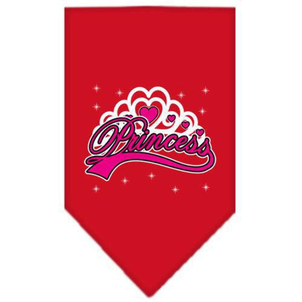 Pet and Dog Bandana Screen Printed, &quot;I'm A Princess&quot; Red Large