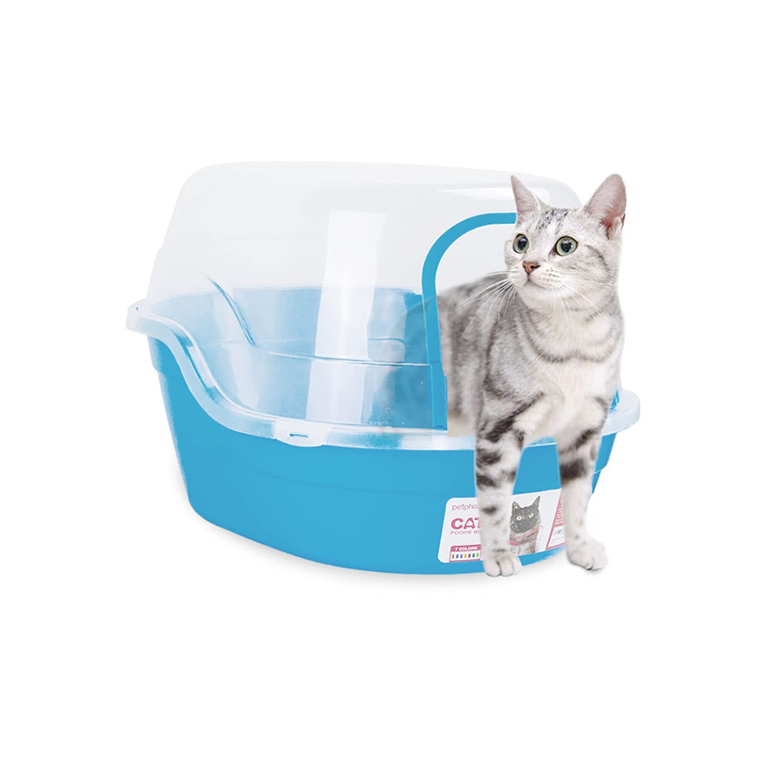 Petphabet Jumbo Hooded Cat Litter Box, Extra Large, Light Blue