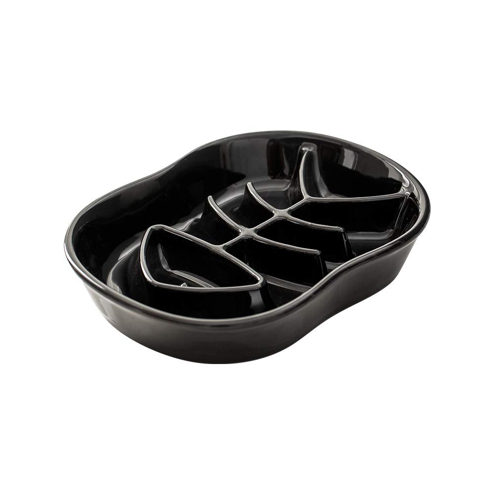 Black Ceramic Slow Feeder Dog Bowls Cat Bowl -Ceramic Fun Interactive Feeder Bloat Stop Cat Bowl Preventing Feeder Anti Gulping Healthy Eating Diet Pet Bowls Against Bloat, Indigestion And Obesity