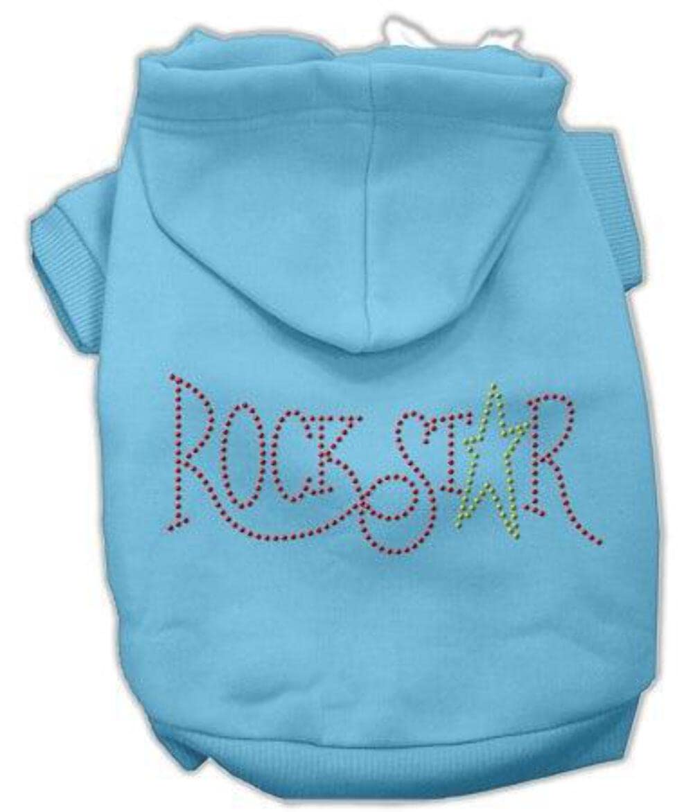 Mirage Pet Products Rock Star Rhinestone Hoodies, Size 12, Baby Blue