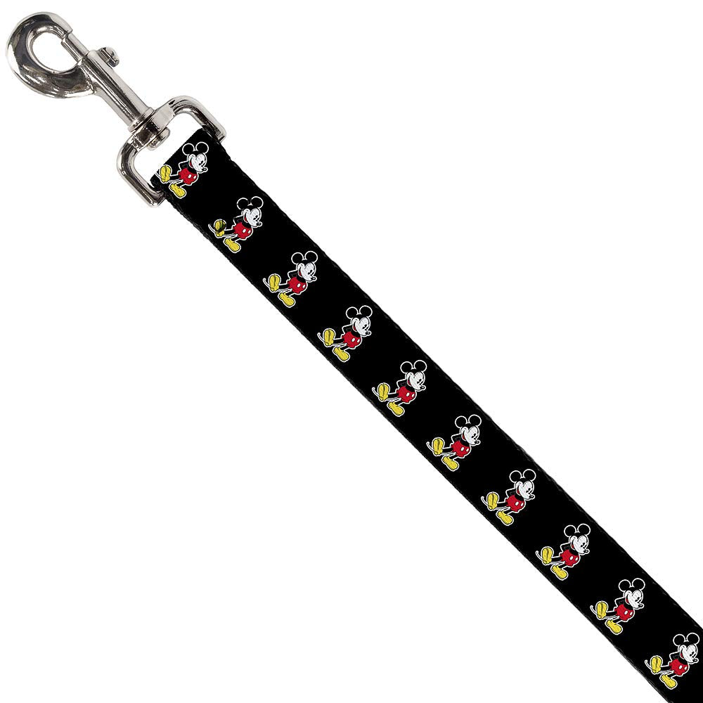Buckle-Down Dog Leash Classic Mickey Mouse Pose Black 6 Feet Long 1.0 Inch Wide, Multicolor, Dl-6Ft-Wdy161