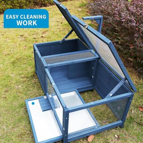 Wooden Tortoise Habitat, Extra Large Indoor Outdoor Reptile Cage With Tray, Tortoise House Snake Turtle Box Reptile Terrarium Bu