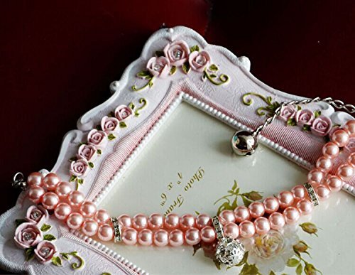 Petfavorites Luxury 2 Row Pearls Rhinestones Pet Cat Dog Necklace Collar Jewelry With Bling Crystal Ball Charm For Pets Cats Sma