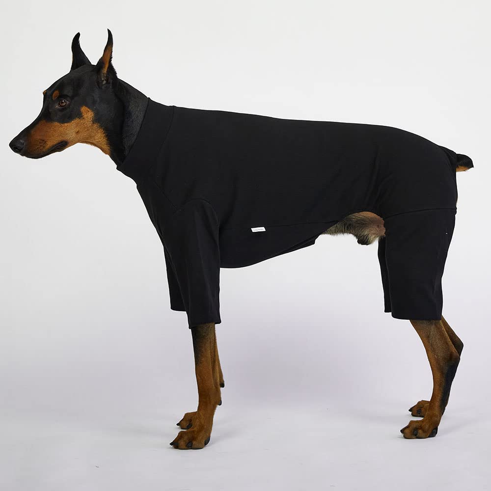 Lucky Petter Small Dog Pajamas Basic Onesie Doggie Jammies Stretchable Dog Jumpsuit Bodysuit Pjs (3X-Large, Basic Black)