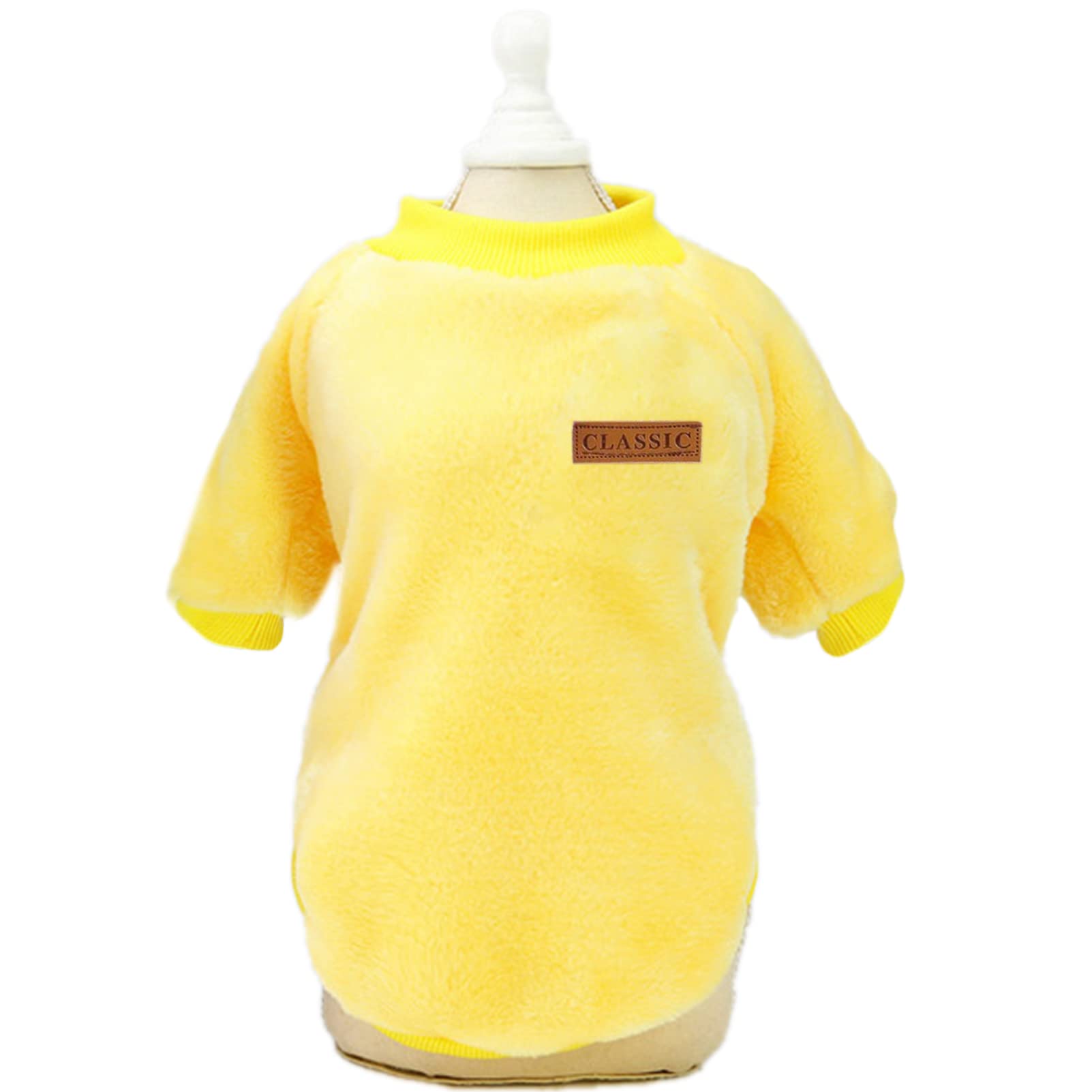 Jecikelon Pet Dog Clothes Dog Sweater Soft Thickening Warm Pup Dogs Shirt Winter Puppy Sweater For Dogs (Z01-Yellow, Large)