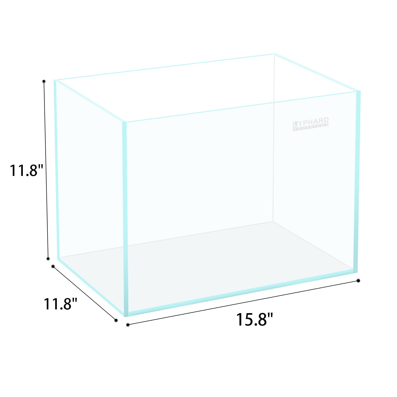 Lyphard Aquariums 9.5 Gallon Rimless Aquarium, Ultra Clear Glass Low Iron Small Fish Tank For Betta, L15.7×W11.8×H11.8 Inches Thickness 5Mm With Eva Foam Mat Included