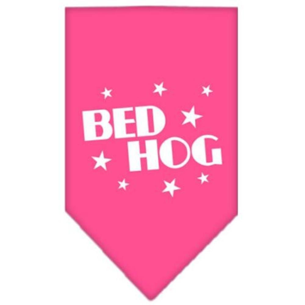 Pet and Dog Bandana Screen Printed, &quot;Bed Hog&quot; Bright Pink Small