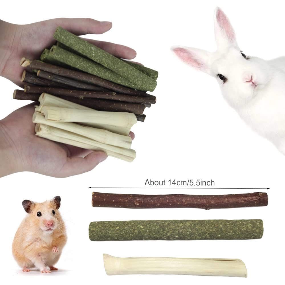 Dbeans Flourithing 150G 3 Types Of Combined Chew Toys Molar Sticks Sweet Bamboo Apple Branch Timothy Grass For Pets Chinchilla Squirrel Gerbil Hamster Squirrel Guinea Pigs