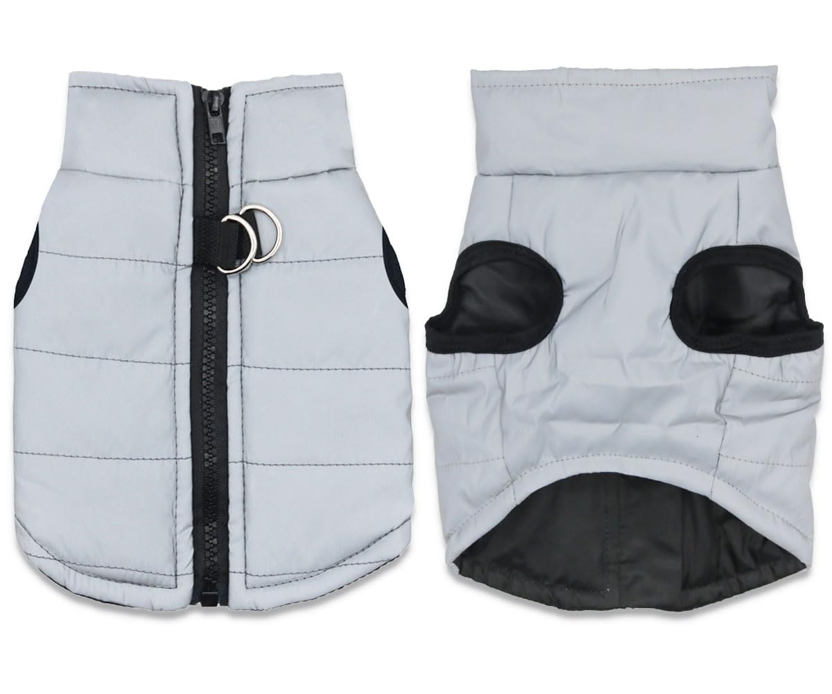 Small Dog Coats Warm Winter Pet Coat Dog Jackets Puppy Cold Weather Clothes For Dogs, Grey, Small
