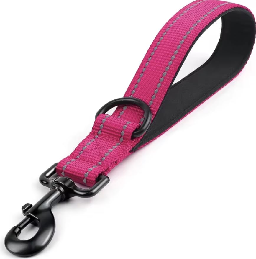 Heavy Duty Dog Leash, Reflective, Padded Handle, Up To 80 Lbs - 12'' 18'' 24'' (Pink, Small)
