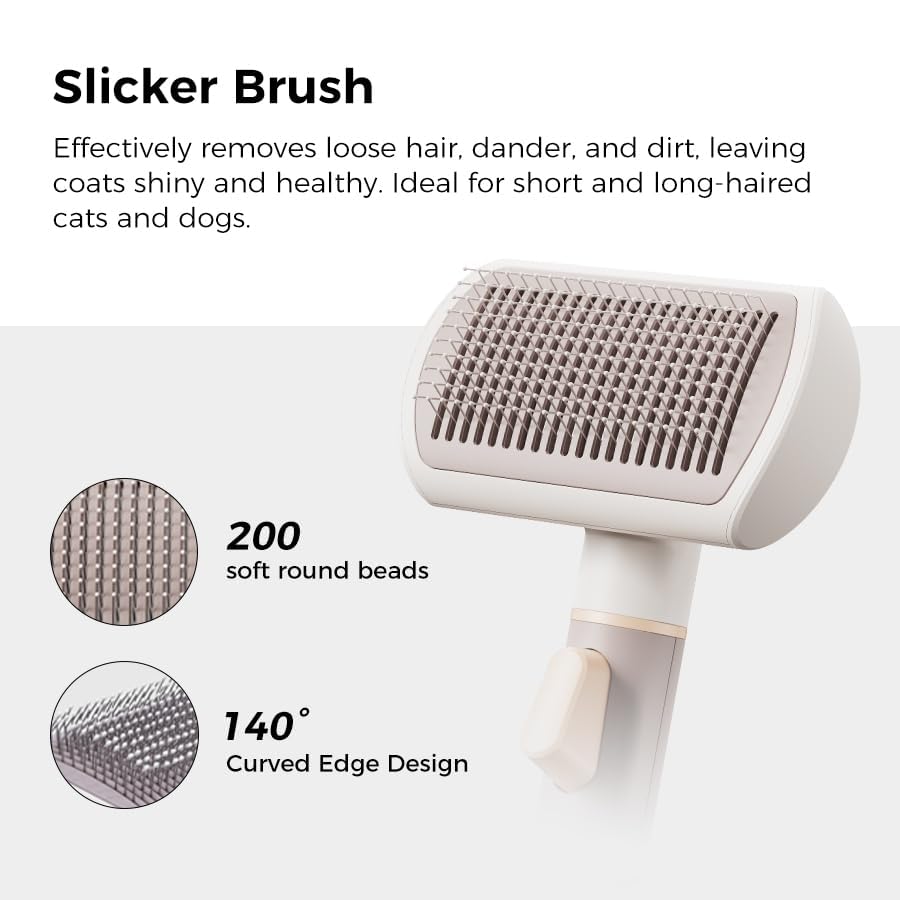 VOOCOO Self Cleaning Slicker Brush, A Complete Grooming Tool, Deshedding Undercoat and Hair Removal for Dogs and Cats, Safe and