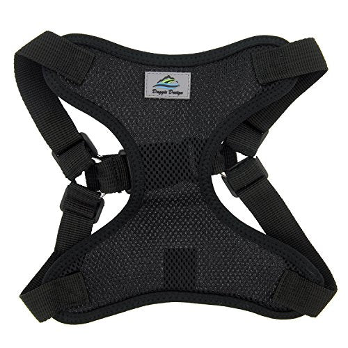 Doggie Design Soft Lightweight Wrap And Snap Choke Free Dog Harness - Black (M)