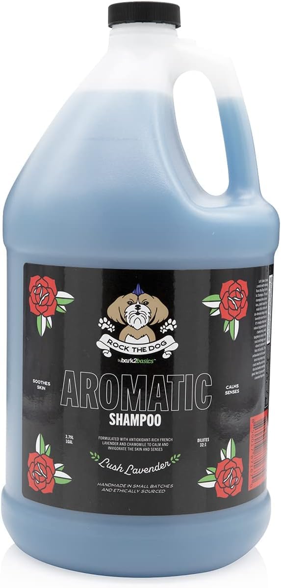 Bark2Basics Rock The Dog Aromatic Pet Shampoo, 1 Gallon - Lavender And Chamomile Infused To Calm And Invigorate The Skin And Sen