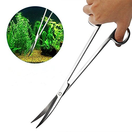 Aquarium Tweezer Set - Feita Long Stainless Steel Curved & Straight Aquarium Feeding Tweezers Scissors Maintenance Tools Kit (3 Pcs)