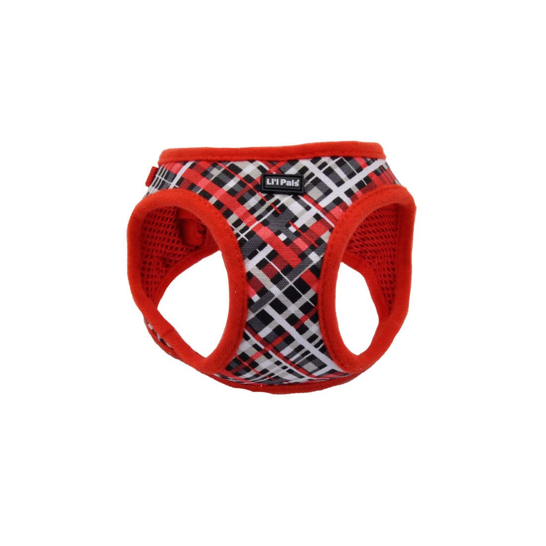 Coastal - Li’L Pals Canvas Dog Harness - Red And Grey Plaid - 3/8” X 10'-12”