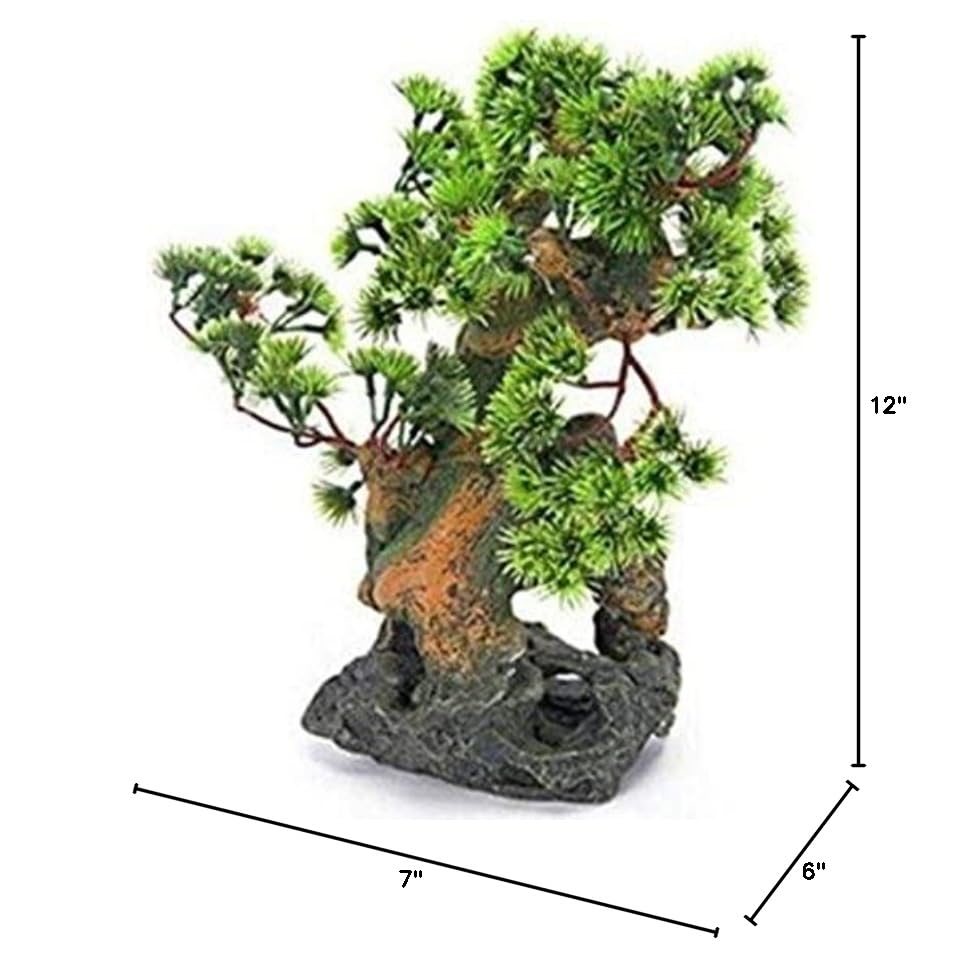 Penn-Plax Rr993 7' L X 6' W X 12' H Bonsai Tree On Rock Style 2 Fish Aquarium Ornament