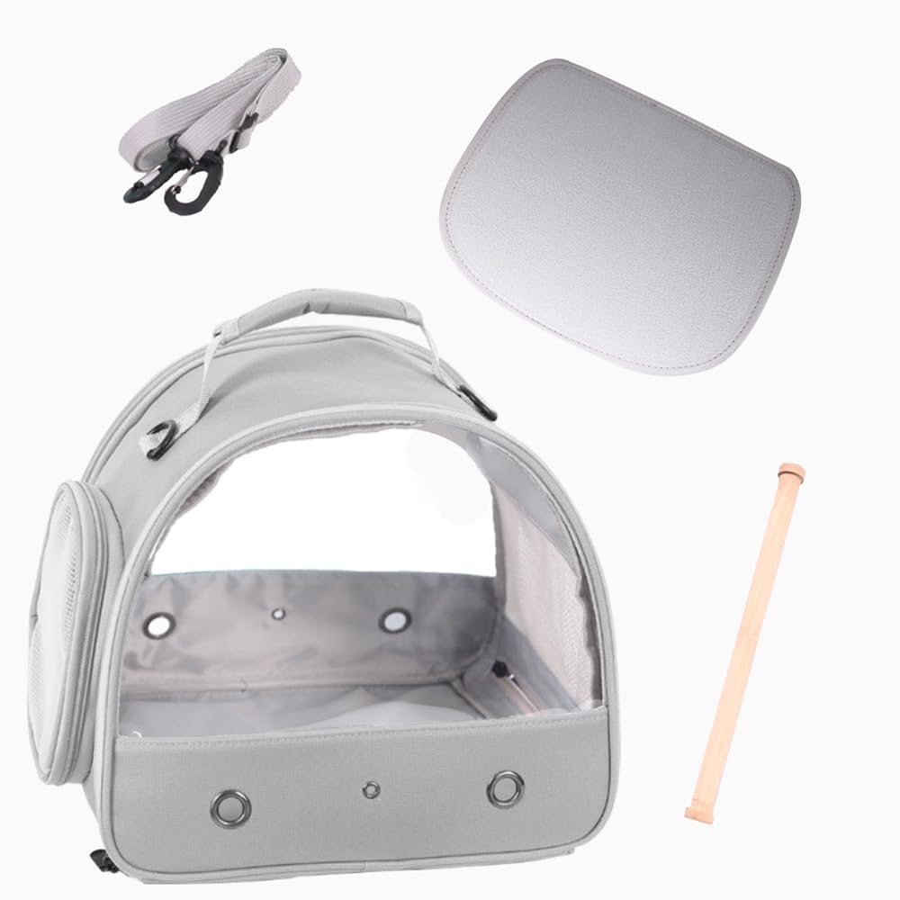 Bird Travel Carrier Cage, Portable Small Bird Parrot Parakeet Carrier with Standing Perch and Soft Mat, Side Access Window Colla