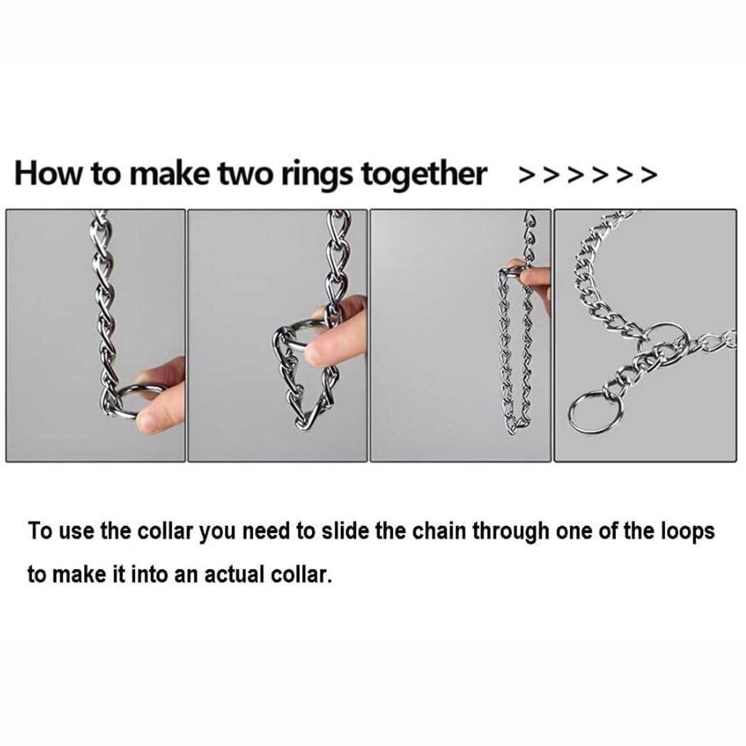 Gold Chain Choke Collar For Large Dogs, Metal Slip Link Heavy Duty Dog Collar Training Choker Dog Collars For Small Medium Large