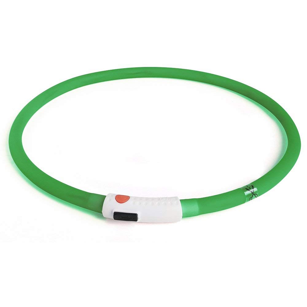 Bseen Light Up Dog Collars - Silicone Led Dog Collar, Cuttable Lighted Puppy Collar, Glowing Dog Walking Lights For Small Medium Large Collars (Green)