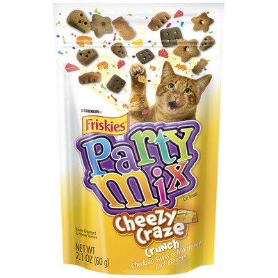 Crunchy Party Mix Pouch Cat Treats, Cheesy Craze Crunch, 2.1 Ounce, 10 Count