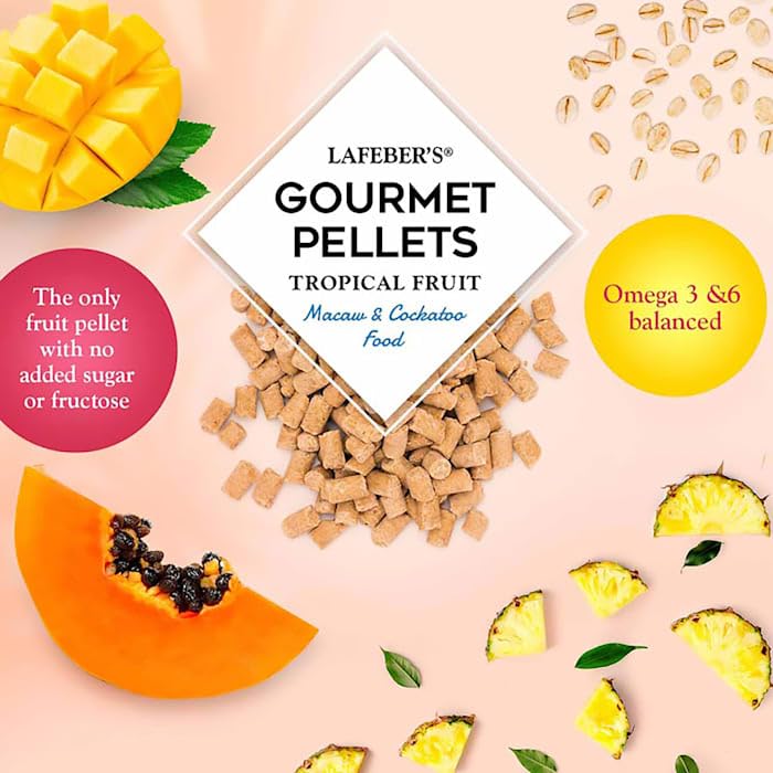 LAFEBERS Tropical Fruit Gourmet Pellets Pet Bird Food, No Added Sugar, Made with Non-GMO and Human-Grade Ingredients, for Macaw