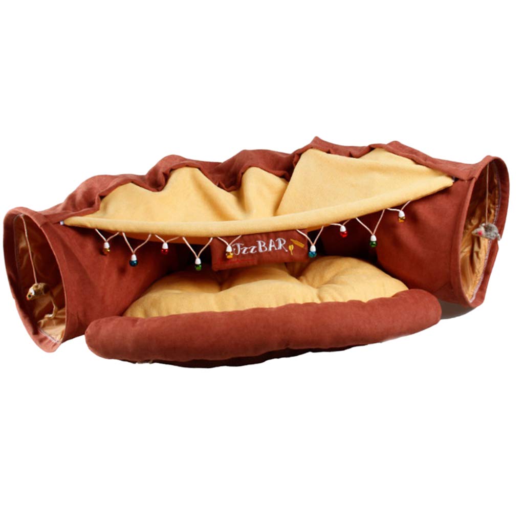 Enakshi Collapside Lightweight Cat Tunnel Warm Nest Universal F/ 4 Seasons Red Brown |Pet Supplies | Cat Supplies | Toys