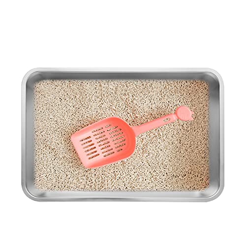 Kichwit Large Stainless Steel Cat Litter Box With High Sides, Metal Litter Pan For Big Cats, Non Stick Smooth Surface, Easy To Clean (23.4' L X 15.5' W X 7.6' H)