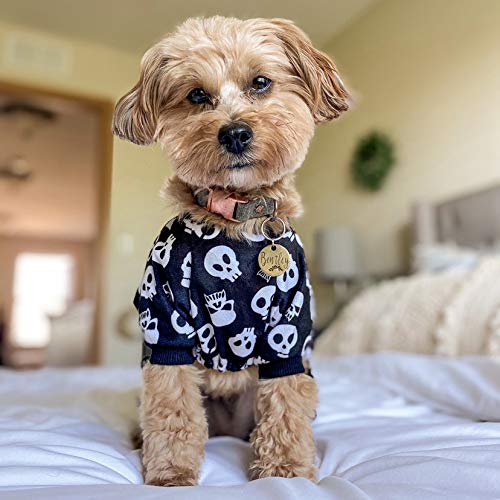 Cutebone Halloween Dog Pajamas Costume Skull Shirt Jumpsuit Pet Bodysuit For Medium Doggie Onesies P11M