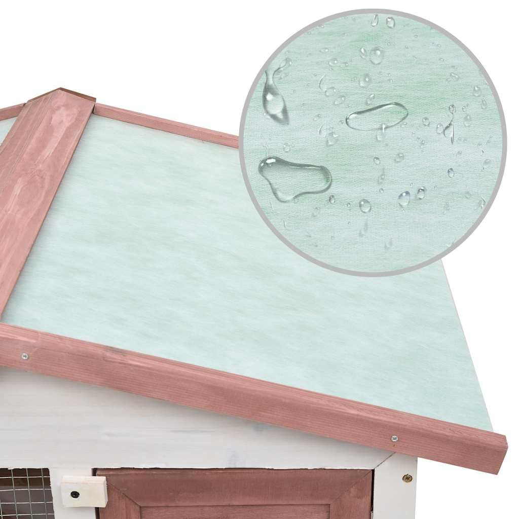 vidaXL Outdoor Rabbit Hutch with 2 Layers | Brown Wood | Spacious Pet House with 3 Doors | Exercise and Play Area for Rabbits