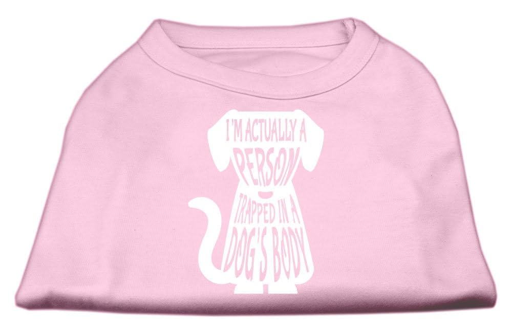 Pet Dog & Cat Shirt Screen Printed, 'Trapped In A Dog'S Body' Light Pink Lg (10-14 Lbs.)