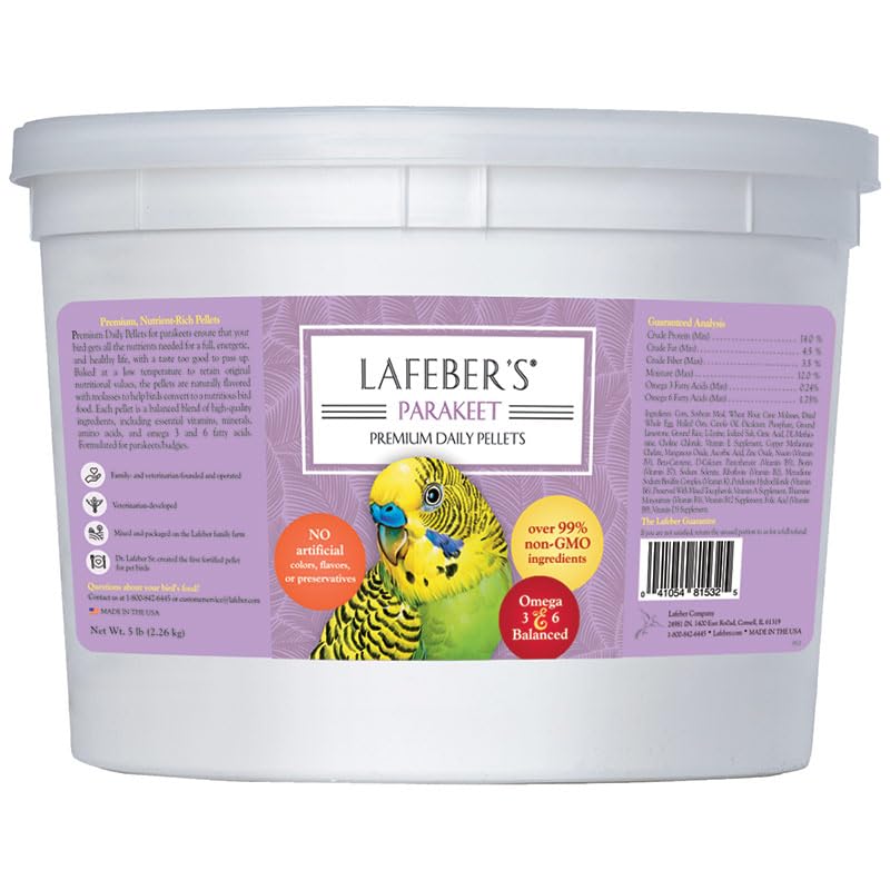 Lafeber'S Premium Daily Diet Pellets Pet Bird Food, Made With Non-Gmo And Human-Grade Ingredients, For Parakeets (Budgies), 5 Lb