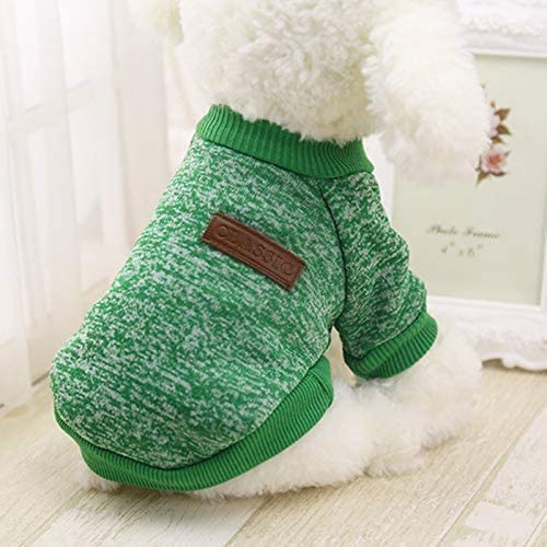Idepet Pet Dog Classic Knitwear Sweater, Fleece Coat For Small,Medium Dog,Warm Pet Dog Cat Clothes,Puppy Customes (S, Green)