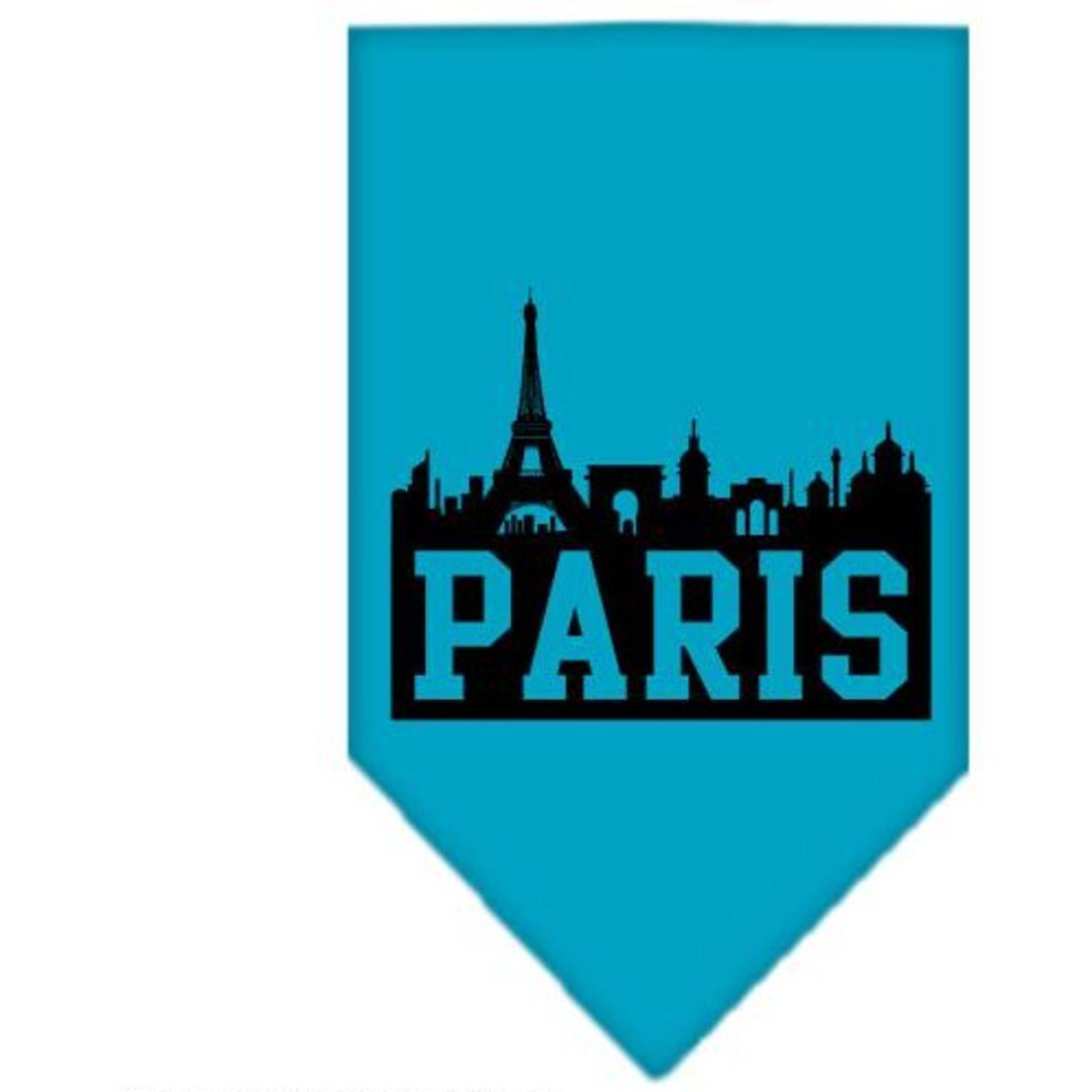 Mirage Pet Products Paris Skyline Screen Print Bandana, Small, Turquoise