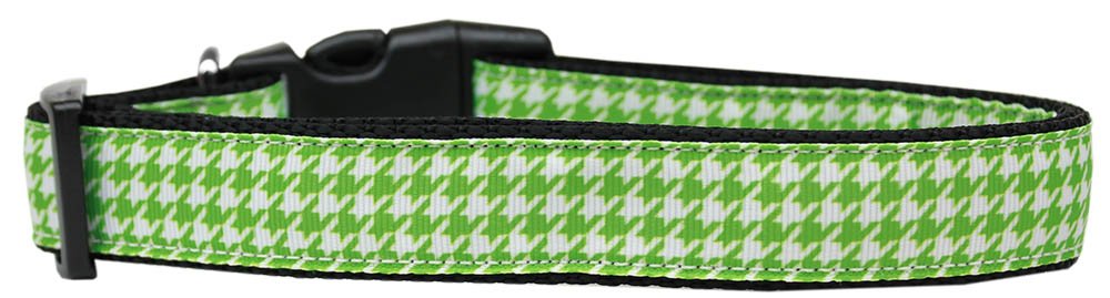 Pet Dog & Cat Nylon Collar or Leash, &quot;Houndstooth Lime Green&quot; XL Collar