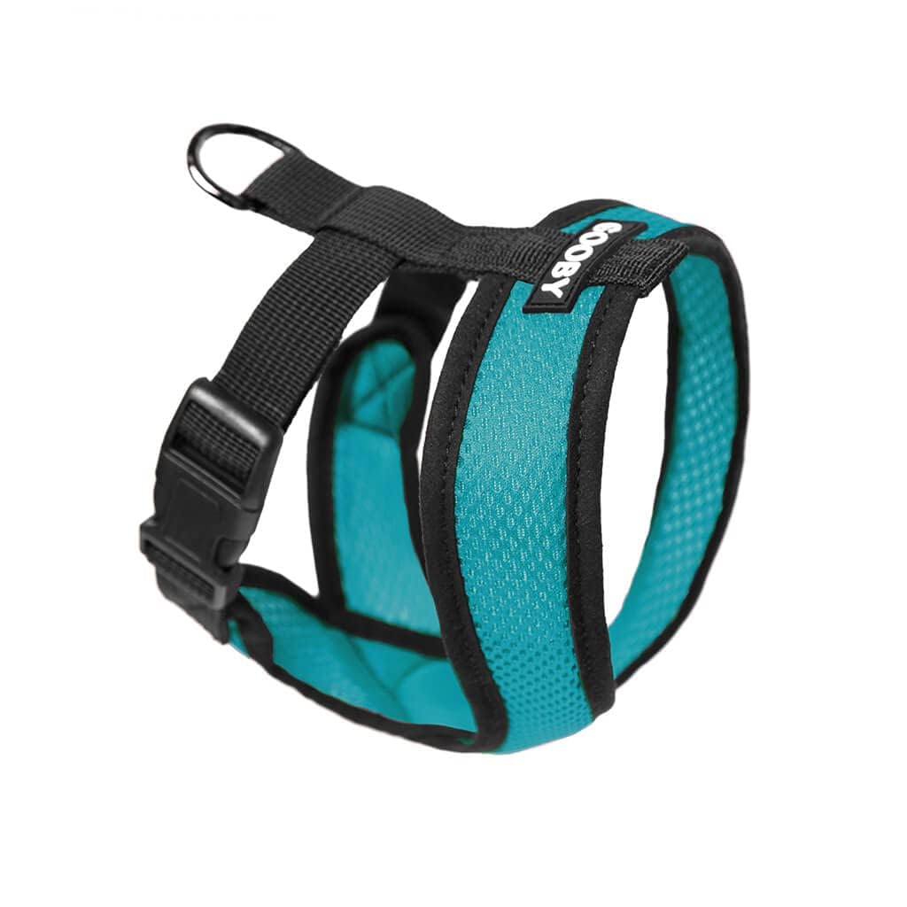 Gooby Comfort X Head In Harness - Turquoise, Large - No Pull Small Dog Harness, Patented Choke-Free X Frame - On The Go Dog Harn
